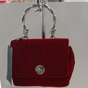 Zara Burgandy Red Mini Bag with Silver Handle NWT